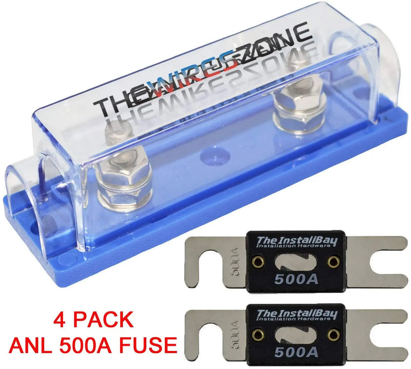 High Quality 1/0/4/8 Gauge ANL Fuse Holder + 2/4/10 Pack Nickel 100-500 Amp Fuse The Wires Zone