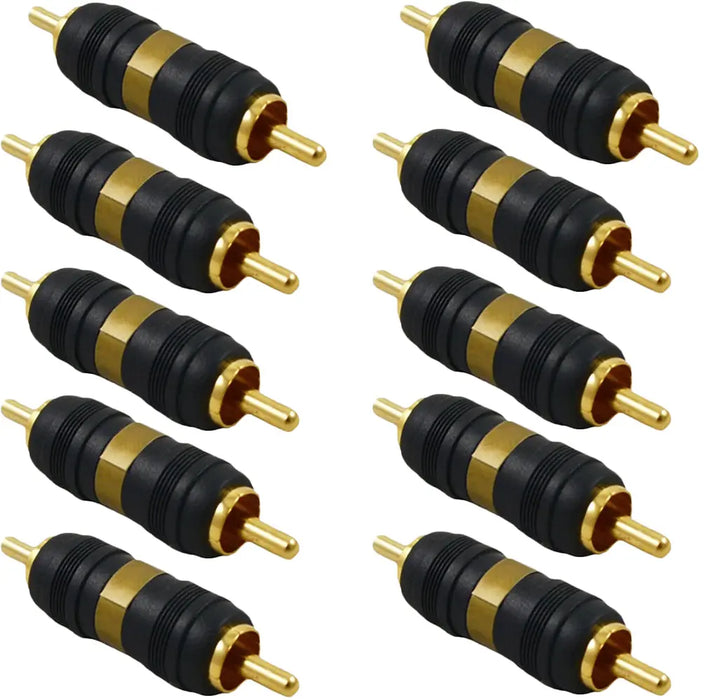 High Quality Gold Plated RCA Male to Male Barrel Connector (10-100 Pack) The Wires Zone