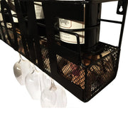 Home Wall Mounted Hanging Wine Rack & Cork Holder for 4 Bottles and 4 Wine Glasses The Wires Zone