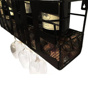 Home Wall Mounted Hanging Wine Rack & Cork Holder for 4 Bottles and 4 Wine Glasses The Wires Zone