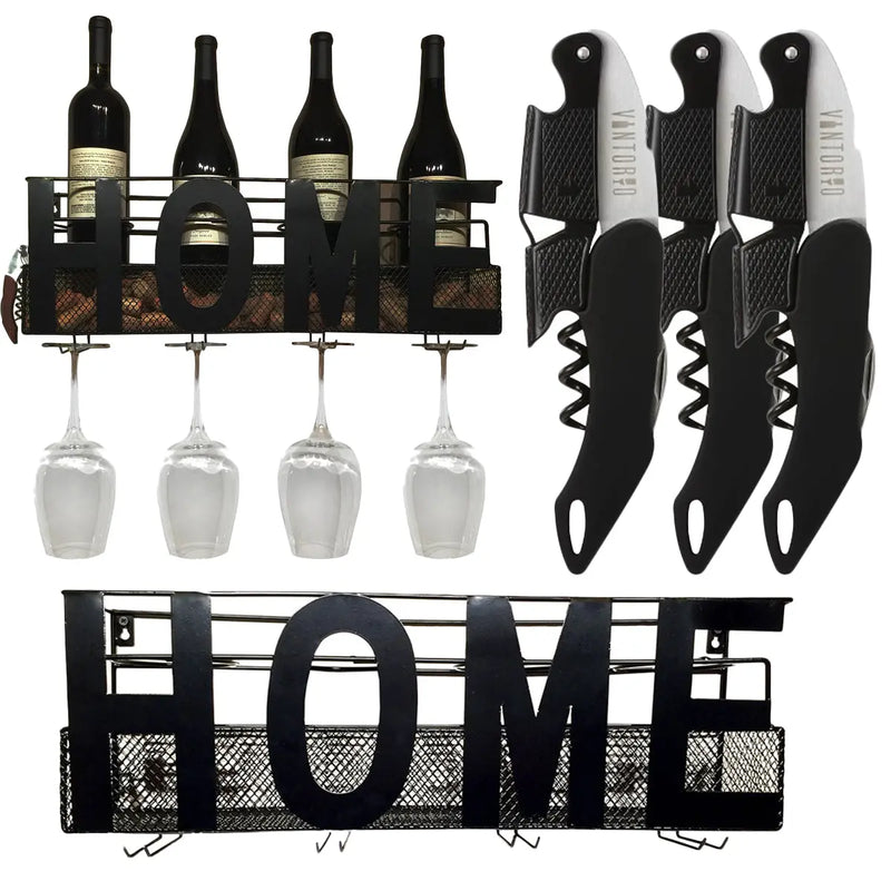 Home Wall Mounted Hanging Wine Rack with Ergonomic Rubber Grip Waiters Corkscrew Wine Key The Wires Zone