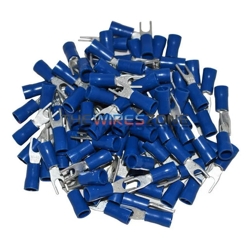 Install Bay BVST6 Blue Vinyl 16-14 Gauge #6 Spade Terminal (100/pack) The Install Bay
