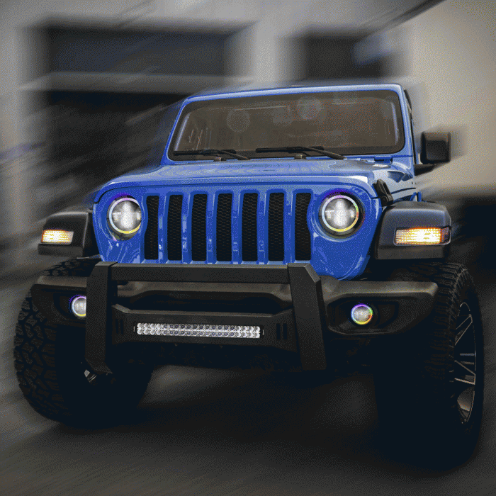 Metra JP-707RGBKT Chasing Halo LED 7" Headlights & 4" Fog Lights w/ Controller Jeep Vehicles