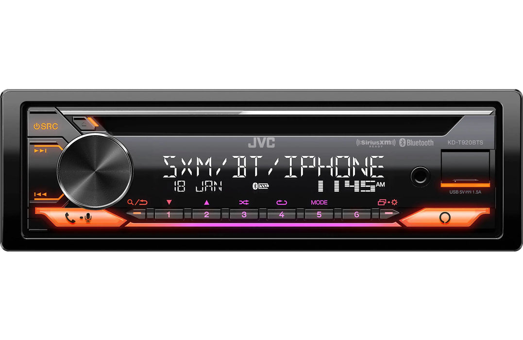 JVC KD-T920BTS CD Receiver Apple CarPlay Amazon Alexa Bluetooth USB AM/FM Car Stereo JVC