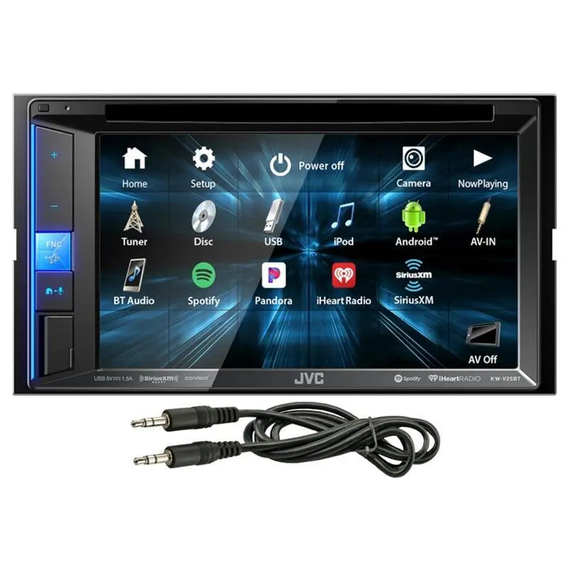 JVC KW-V25BT DVD Multimedia Receiver 6.2" WVGA Touch Monitor w/ FREE Aux Cable JVC