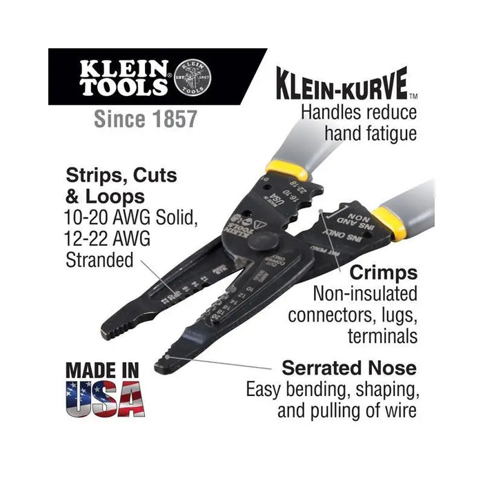 Klein Tools 1009 Long Nose Wire Crimper Cutter Stripper Klein-Kurve Klein Tools