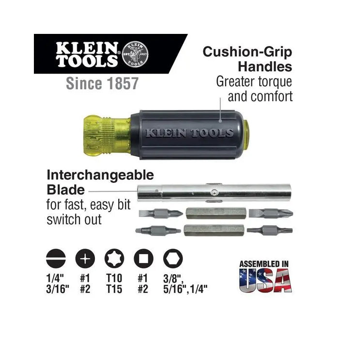 Klein Tools 32500 Screwdriver Nut Driver 11-in-1 Multi Tool Cushion Grip Klein Tools