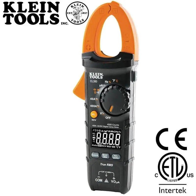 Klein Tools CL380 400 Amp True RMS AC DC Auto-Ranging Digital Clamp Meter Tester Klein Tools