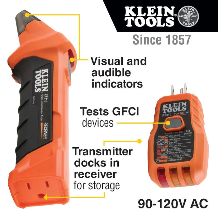 Klein Tools ET310 Digital Circuit Breaker Finder with GFCI Outlet Tester Klein Tools
