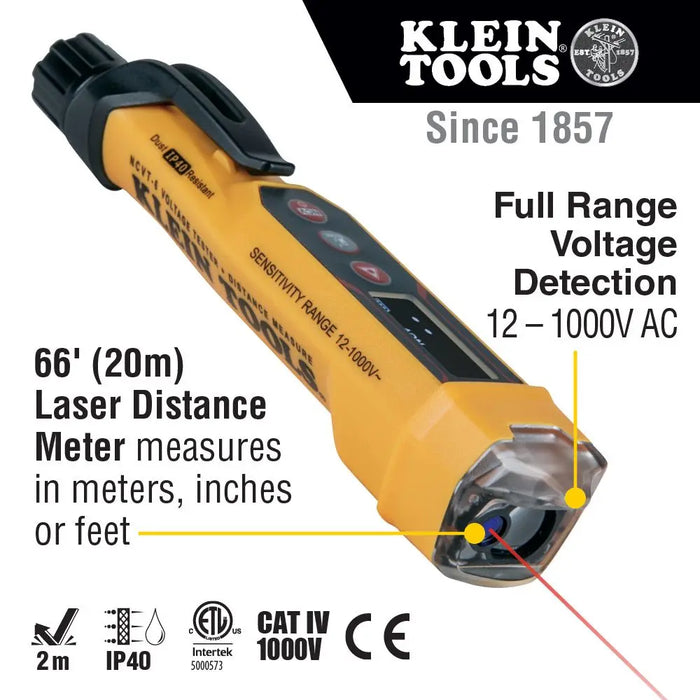 Klein Tools NCVT-6 Non-Contact Voltage Tester Pen 12-1000V AC with Laser Distance Meter Klein Tools