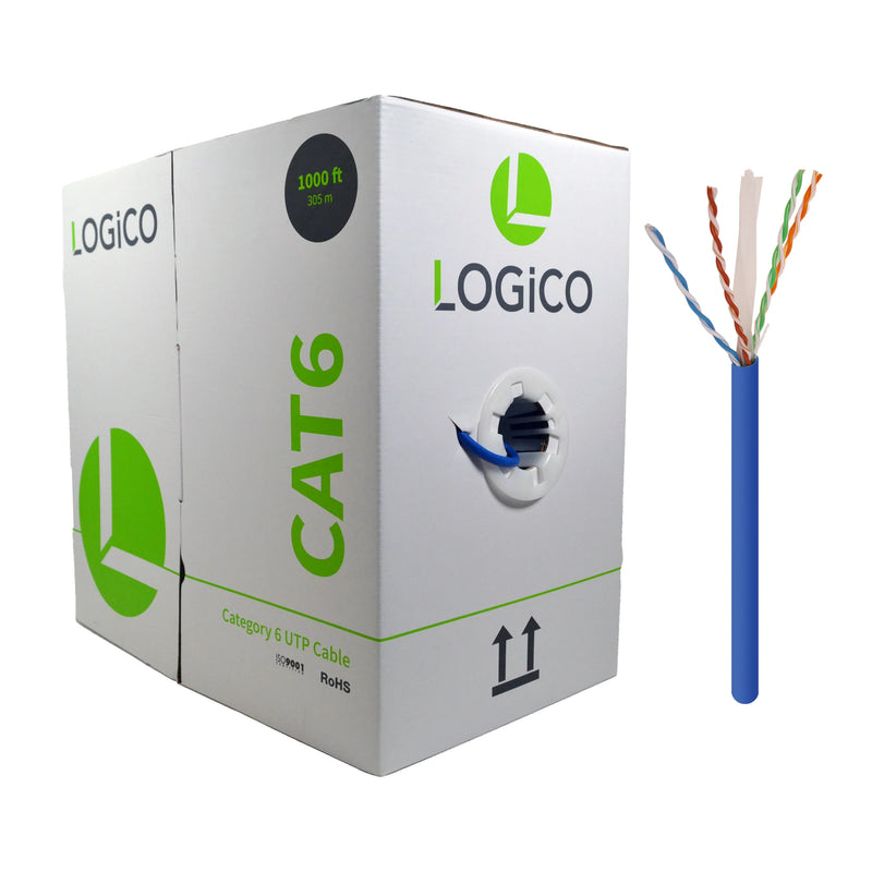 CAT6 UTP Solid Network Ethernet Bulk 550MHz 23AWG LAN Blue 1000' Feet Cable