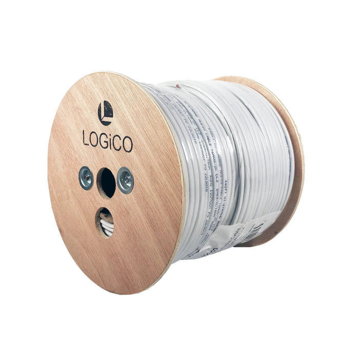 Logico In-Wall Audio Speaker Cable Wire 16/2 Gauge AWG OFC 500ft White