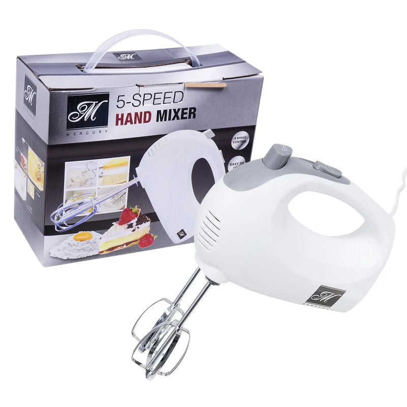 Lightweight Five Speed Electric Handheld Mixer with Stainless Steel Dual Beaters Mercury