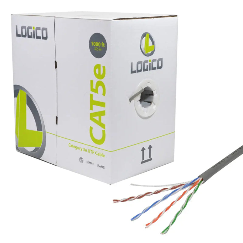 Logico C5EU2101 1000ft Cat5e 24AWG UTP CCA Network Ethernet Cable - Gray Logico