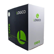 Logico C6EU2805 CAT6 UTP 23 AWG 550Mhz Pure Copper Bulk Ethernet Network Cable Riser Green 1000ft Logico