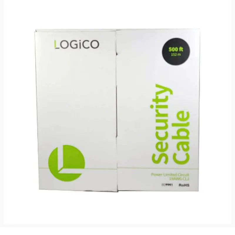 Logico PLC4508 500 Ft 18/8 AWG Stranded Shielded  CL2 Speaker Wire Security Cable White Logico