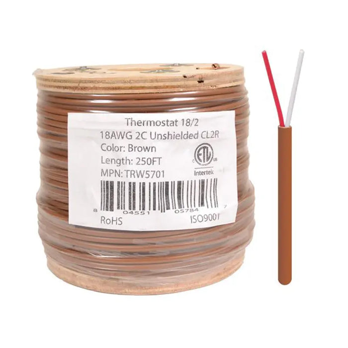 Logico TRW1802-250 18/2 Thermostat Wire 18 Gauge Solid CMR Heating HVAC AC Cable 250FT Logico