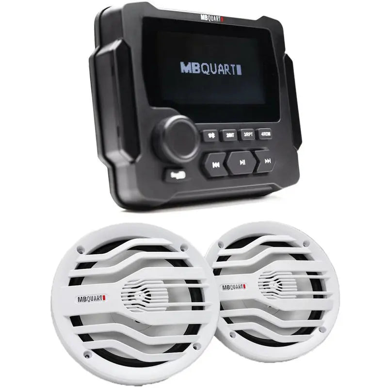 MB Quart GMR-LCD 3.5" LCD Marine Receiver & NK2-116W 6.5" 2-Way Marine Speaker MB Quart