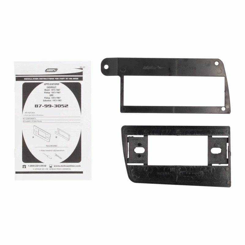 Metra 87-99-3052 1 DIN or 2 Shaft Dash Kit for Chevy GMC Trucks/SUV 1973-1991