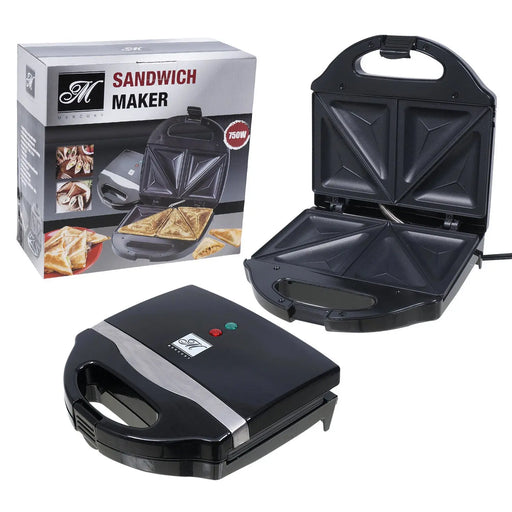 Mercury Sandwich Maker and Toaster with Baking Plates Non-Stick Surface, Black Mercury