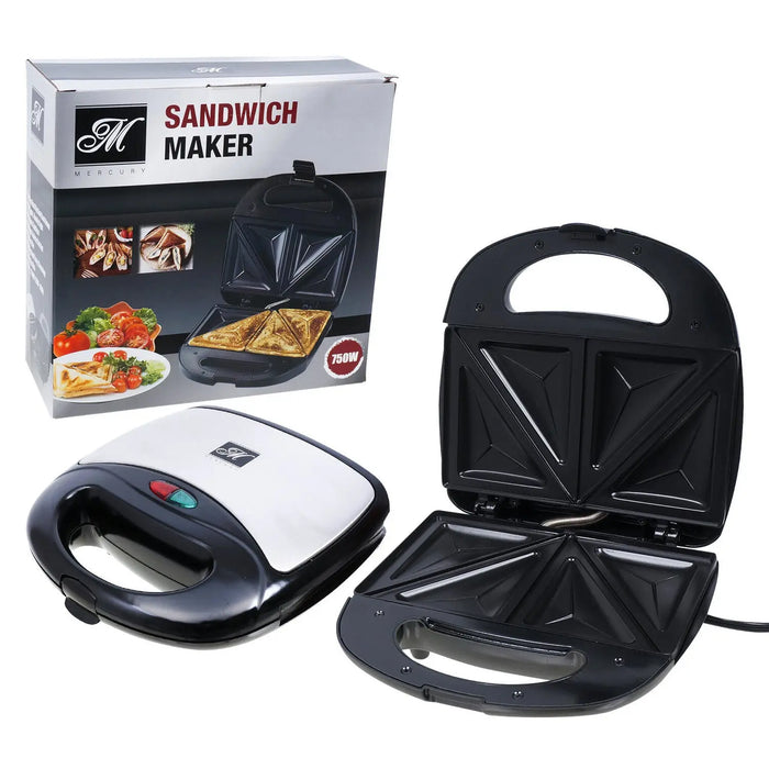 Mercury Sandwich Maker and Toaster with Non-Stick Surface, Black Mercury
