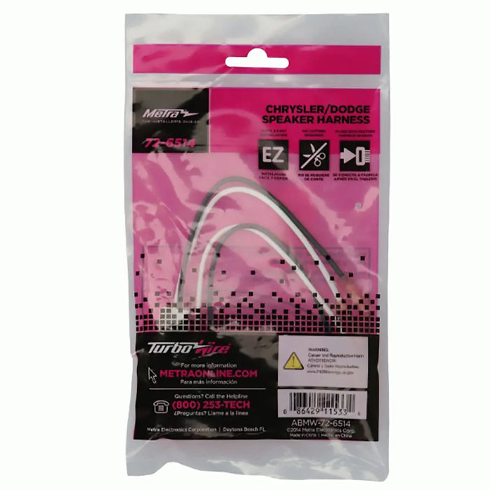 Metra 72-6514 Speaker Harness for Select Chrysler/Dodge/Ford (2 pairs) Metra