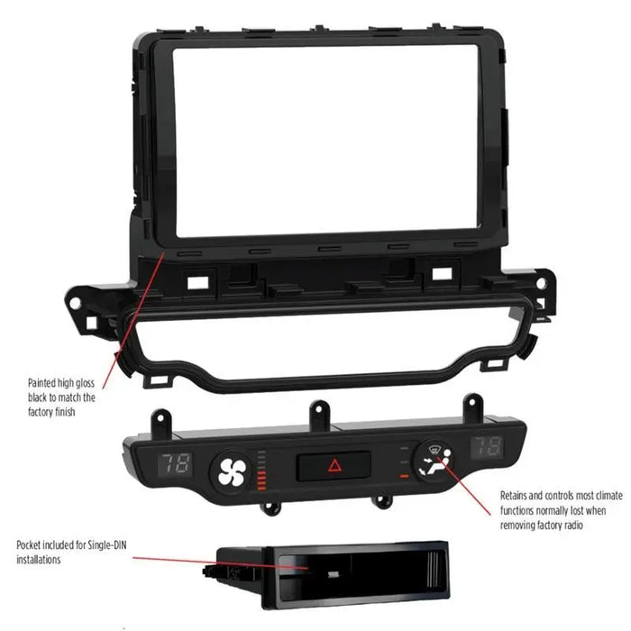 Metra 99-7382HG Single or Double DIN Dash Kit for 2017-Up Kia Niro (w/o NAV) Metra