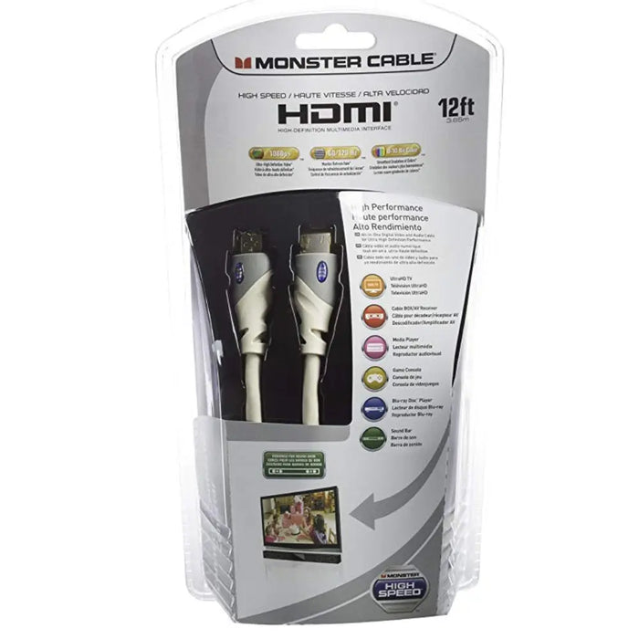 Monster Cable High Speed High Performance HDMI 12' Feet Cable with Ethernet Monster