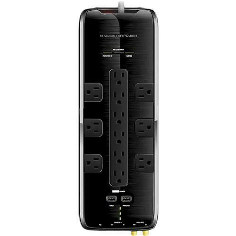 Monster Power 12 AC Outlets 2 USB 3.4Amp Ports and Coaxial In-Out Surge Protect Monster