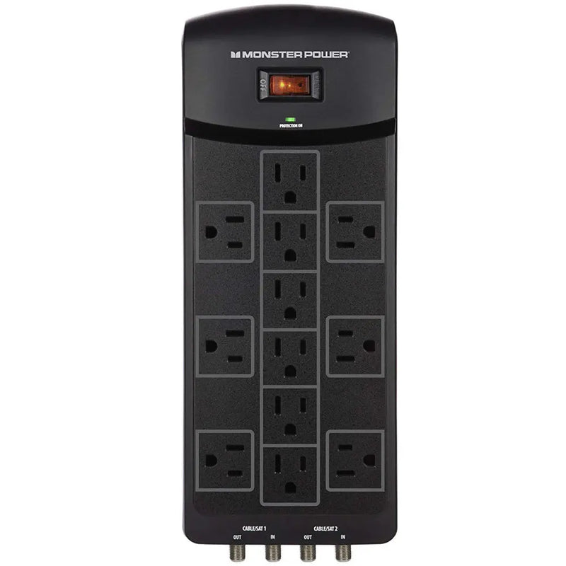 Monster Power 12 AC Outlets With 2 Coaxial Cable / SAT In-Out Surge Protector Monster