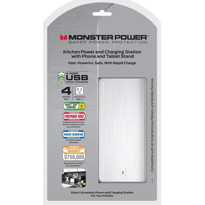 Monster Power Charging Station 4 AC and 3 USB Outlets with Phone / Tablet Stand Monster