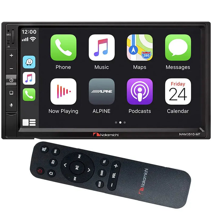 Nakamichi Nam3510-m7 7 Touchscreen In-Dash Double-DIN Stereo Compatible with Apple CarPlay & Android Auto