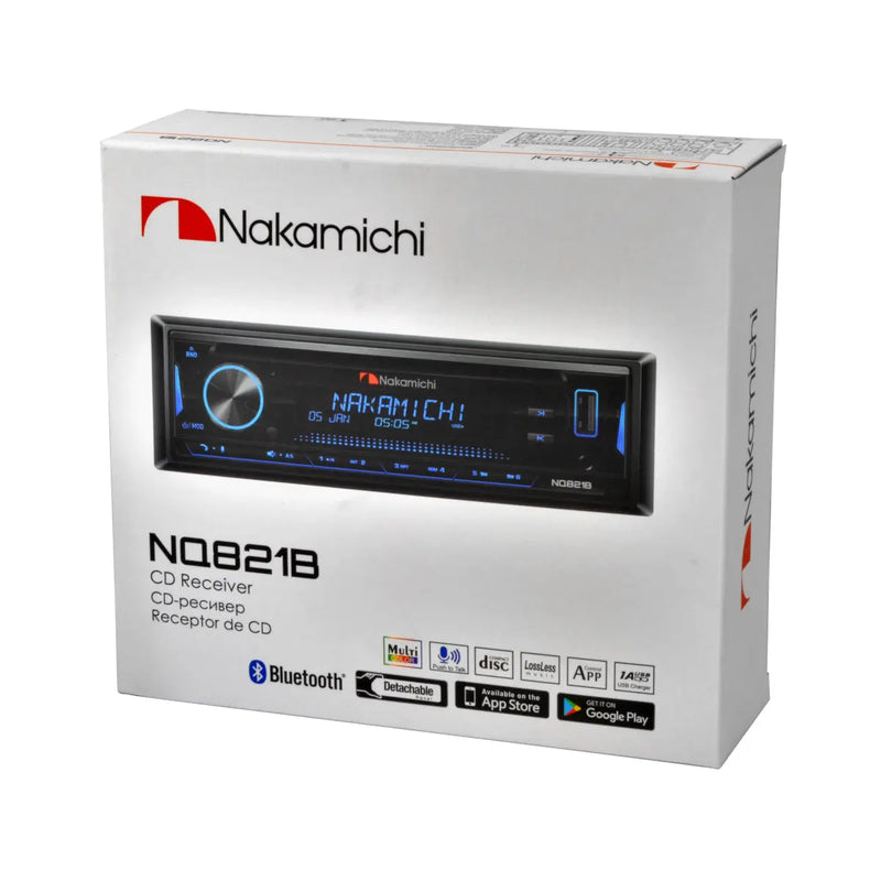 Nakamichi NQ821B Single DIN CD Receiver Bluetooth USB AM/FM Car Stereo Nakamichi