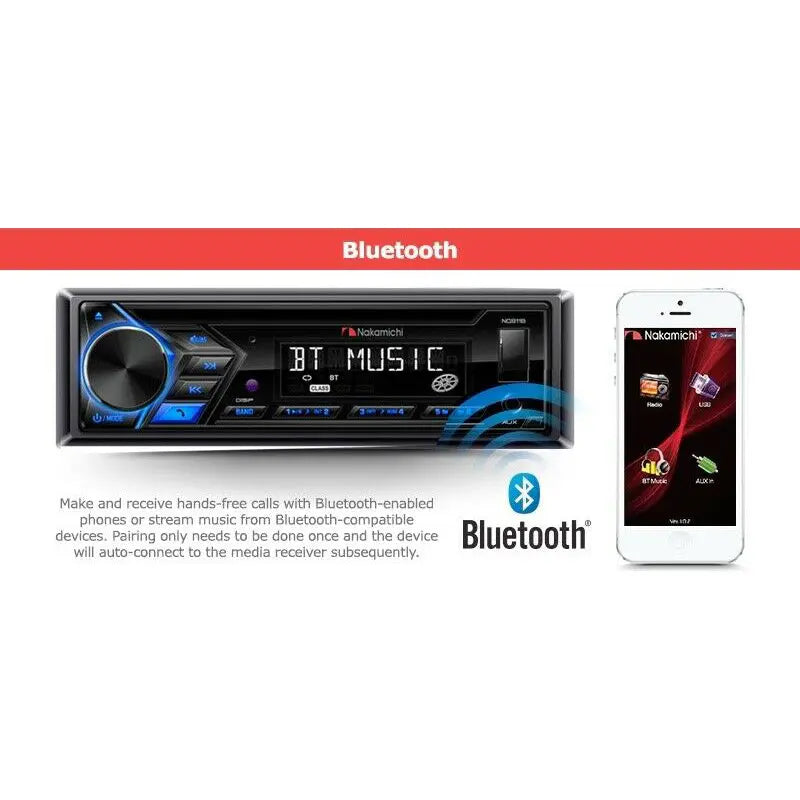 Nakamichi NQ821B Single DIN CD Receiver Bluetooth USB AM/FM Car Stereo Nakamichi