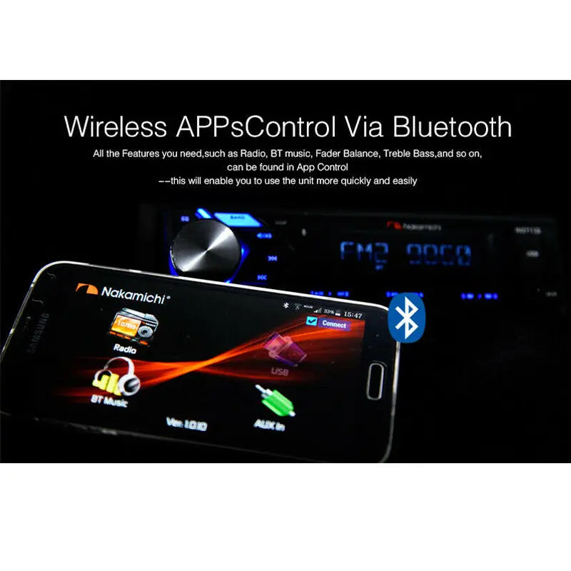 Nakamichi NQ821B Single DIN CD Receiver Bluetooth USB AM/FM Car Stereo Nakamichi