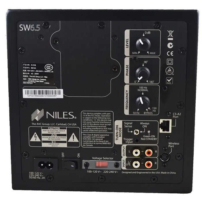 Niles SW6.5 6.5" Powered Compact Subwoofer for Home Theater 800W (ea) Niles