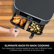 Ninja DZ100 Foodi 4-in-1 8-Quart 2-Basket Air Fryer with DualZone Technology Ninja