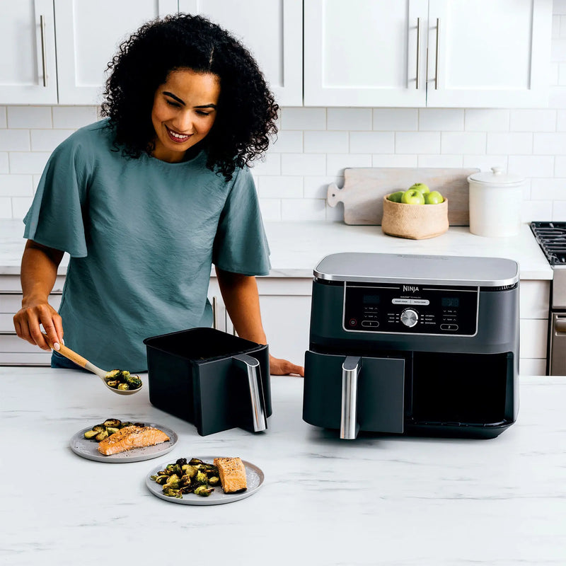 Ninja DZ401 Foodi 6-in-1 XL 2-Basket Air Fryer with DualZone Technology Grey (Refurbished) Ninja
