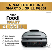 Ninja FG551 Foodi Smart XL 6-in-1 Indoor Grill with Smart Thermometer (Refurbished) Ninja