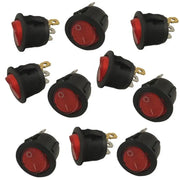 On Off Switch Round Red Light Toggle On-Off Rocker Switch 12V 3-Pin (10 Pack) The Wires Zone