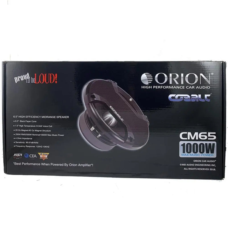 Orion CM65 6.5" Midrange Speakers 1000W Max Music Power High Efficiency 4 Ohm (Pair) Orion
