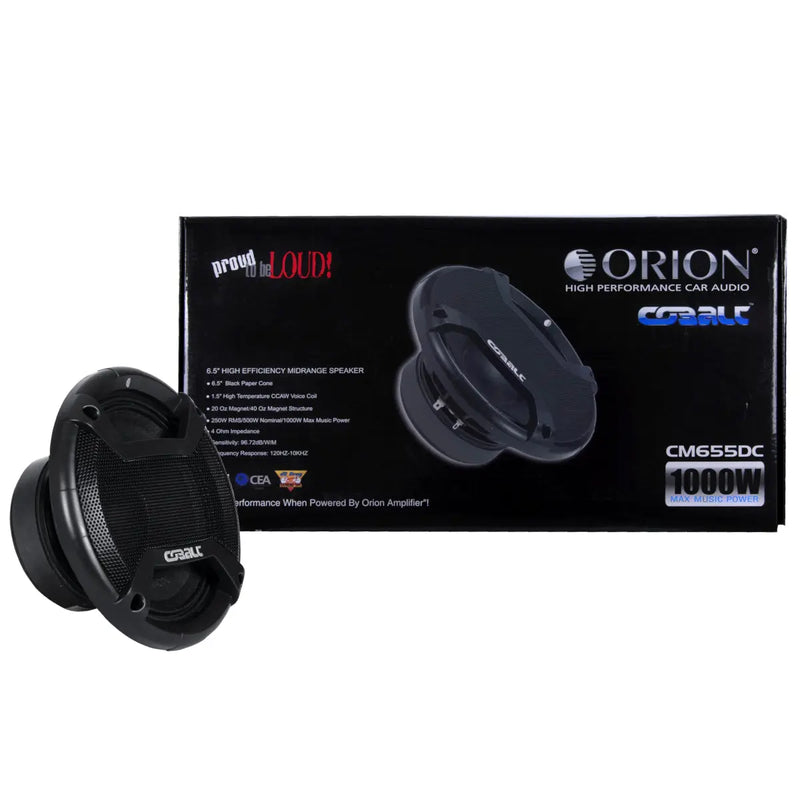 Orion CM655DC 6.5" Midrange Speaker 1000W Max Music Power High Efficiency 4 Ohm (Pair) Orion