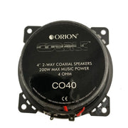 Orion CO40 Cobalt Series 4" 2-Way 200 Watts 4 ohms Full Range Coaxial Speakers (Pair) Orion