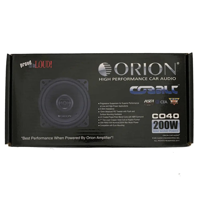 Orion CO40 Cobalt Series 4" 2-Way 200 Watts 4 ohms Full Range Coaxial Speakers (Pair) Orion