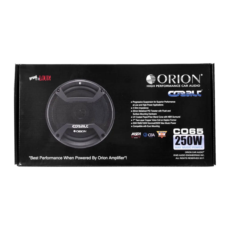 Orion CO65 6.5" Inches Cobalt Series 2 Way Full Range Coaxial Speakers 250 Watts (Pair) Orion