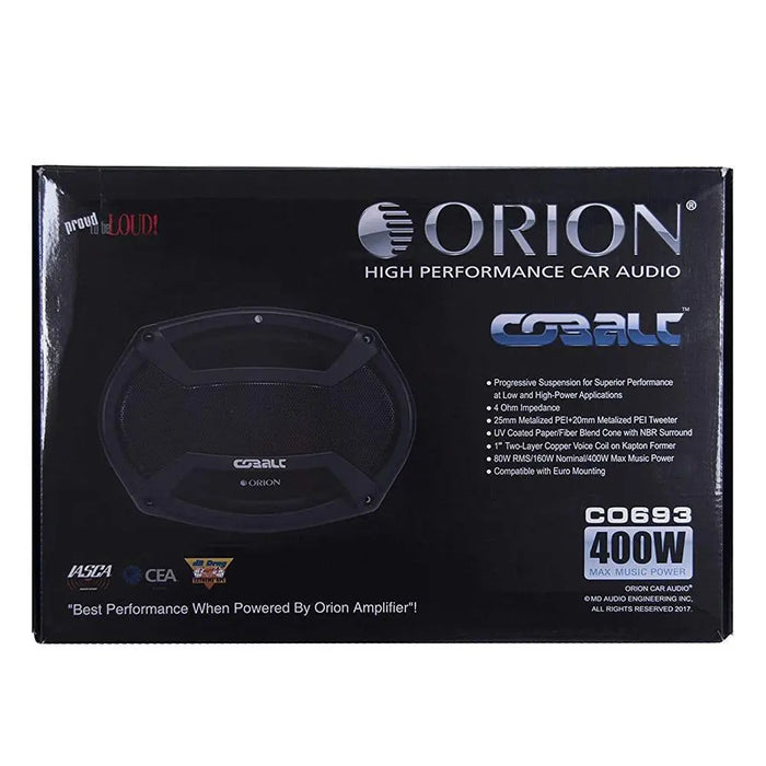 Orion CO693 Cobalt Series 6x9 inch Car Audio 3-Way Coaxial Speakers 400Watts Max (Pair) Orion