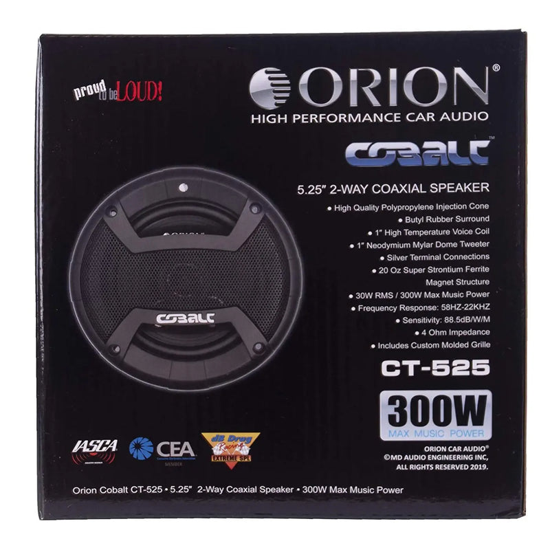 Orion CT-525 Cobalt CT Series 5.25 2-Way Coaxial Speaker 300 Watts (Pair) Orion