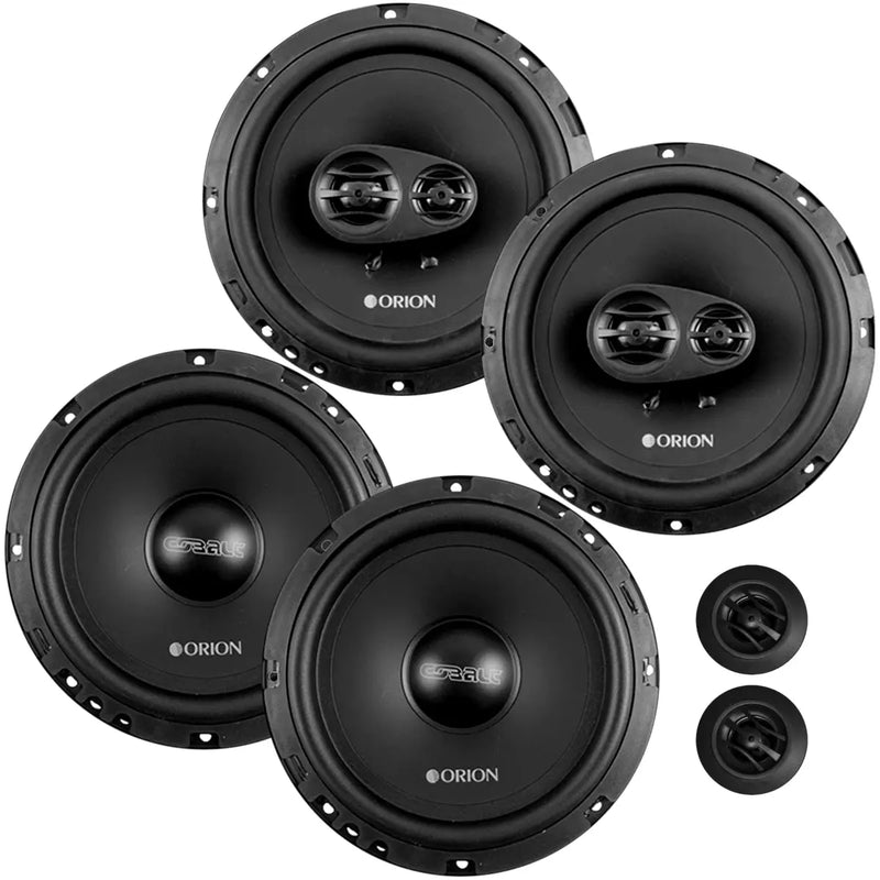 Orion Cobalt Series CO653 6.5" 300W Max 3-Way and CO652C 6.5" 500W 2-Way Coaxial Speakers Set (2 Pairs) Orion