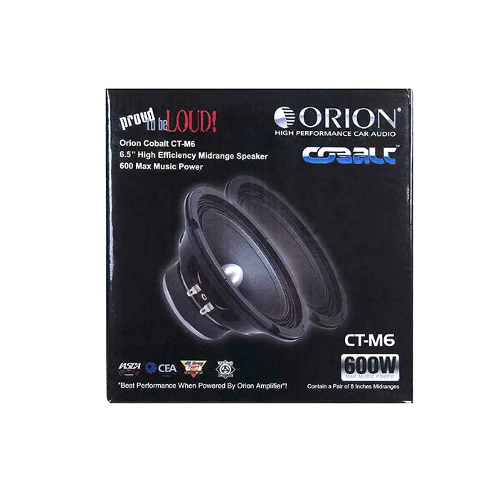 Orion Cobalt Series CT-M6 6.5" 600 Watts Max High Efficiency 4-Ohm Midrange Speakers (Pair) Orion