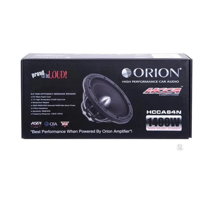 Orion HCCA64N 6.5" 1400W Max Power 4 Ohms Car Midrange Speaker (Pair) Orion
